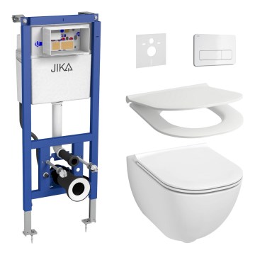 Seinä-WC MIO Vortex + WC-istuinkansi SoftClose MIO + DUAL-huuhtelupainike + piiloon asennettava moduuli + eristysalusta