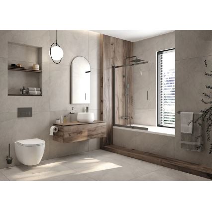 Seinään asennettava WC-istuin ROUND + WC-kansi SoftClose ROUND + huuhtelupainike SIGMA + seinän sisään asennettava huuhtelumoduuli + eristysalusta