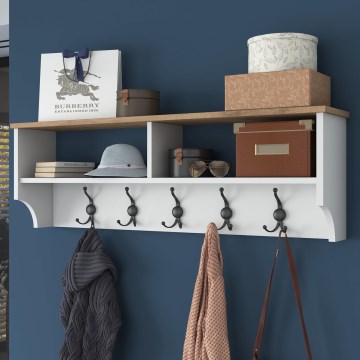 Seinään kiinnitettävä naulakko RANI 120x37,2 cm valkoinen/beige