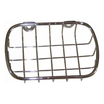 Seinään kiinnitettävä saippua-astia, metalliverkkoa, 9x14 cm, kiiltävä kromi