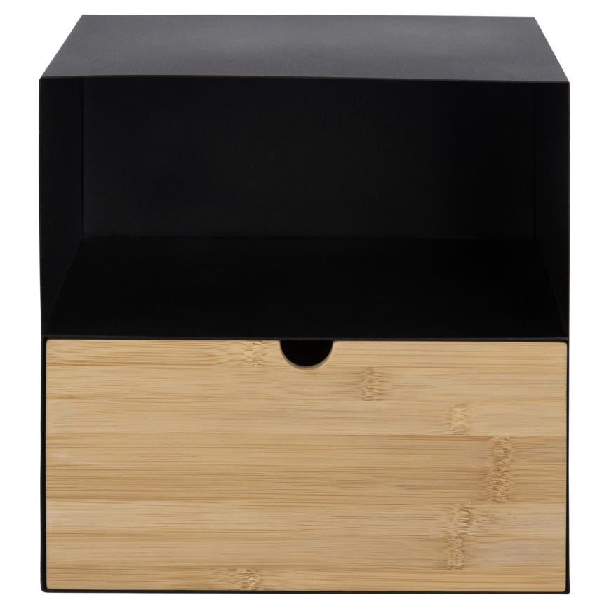 Yöpöytä seinäkiinnitysvaihtoehdolla BEKIM musta/bambu