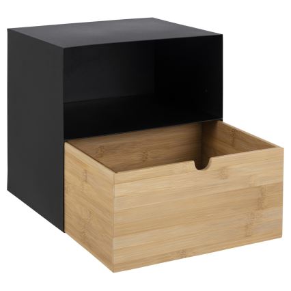 Yöpöytä seinäkiinnitysvaihtoehdolla BEKIM musta/bambu