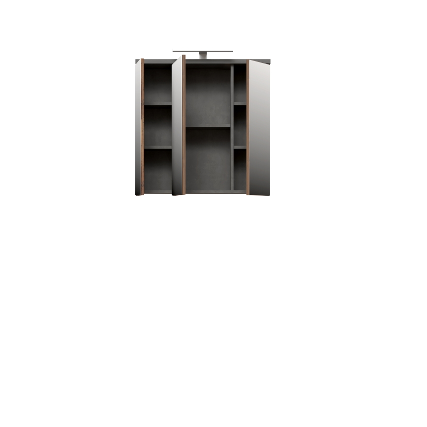 Seinäasennettava kylpyhuonekaappi peilillä VENOM antrasiitti/ruskea