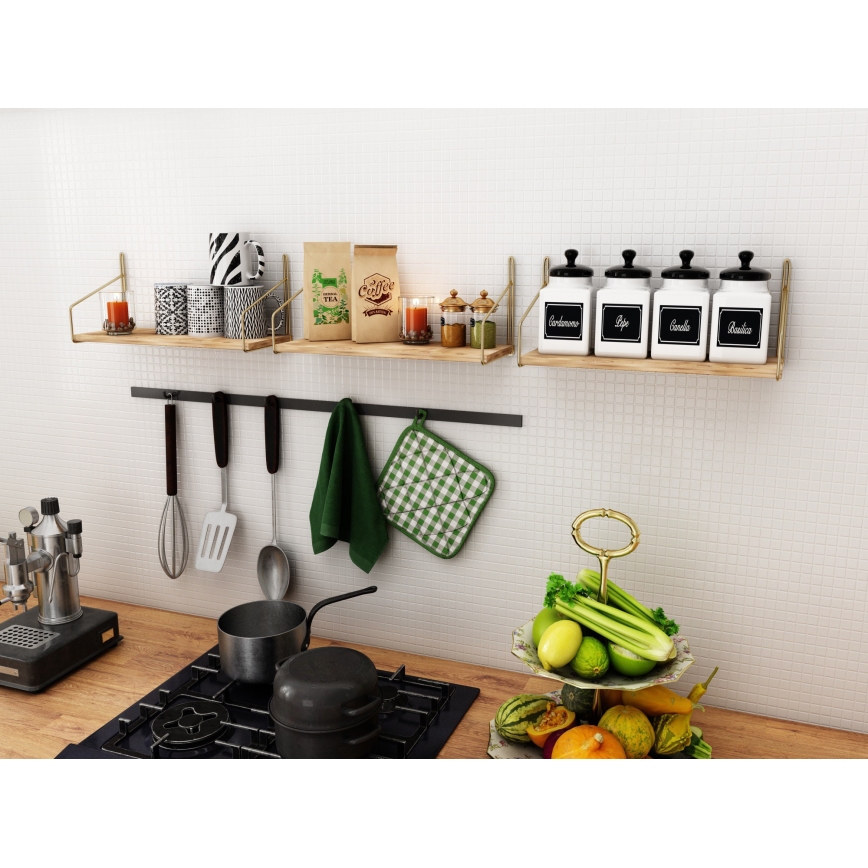 Seinähylly 45x16 cm tammi/kulta