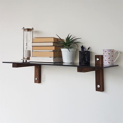 Seinähylly 85x25 cm mänty/musta