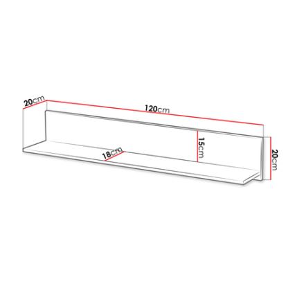 Seinähylly ARUBA 20x120 cm beige