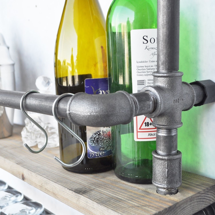 Seinähylly BORU 67x60 cm ruskea/musta