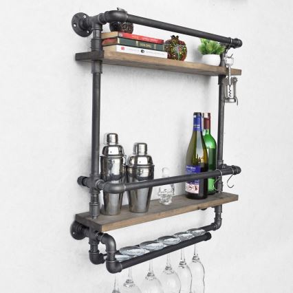 Seinähylly BORU 67x60 cm ruskea/musta