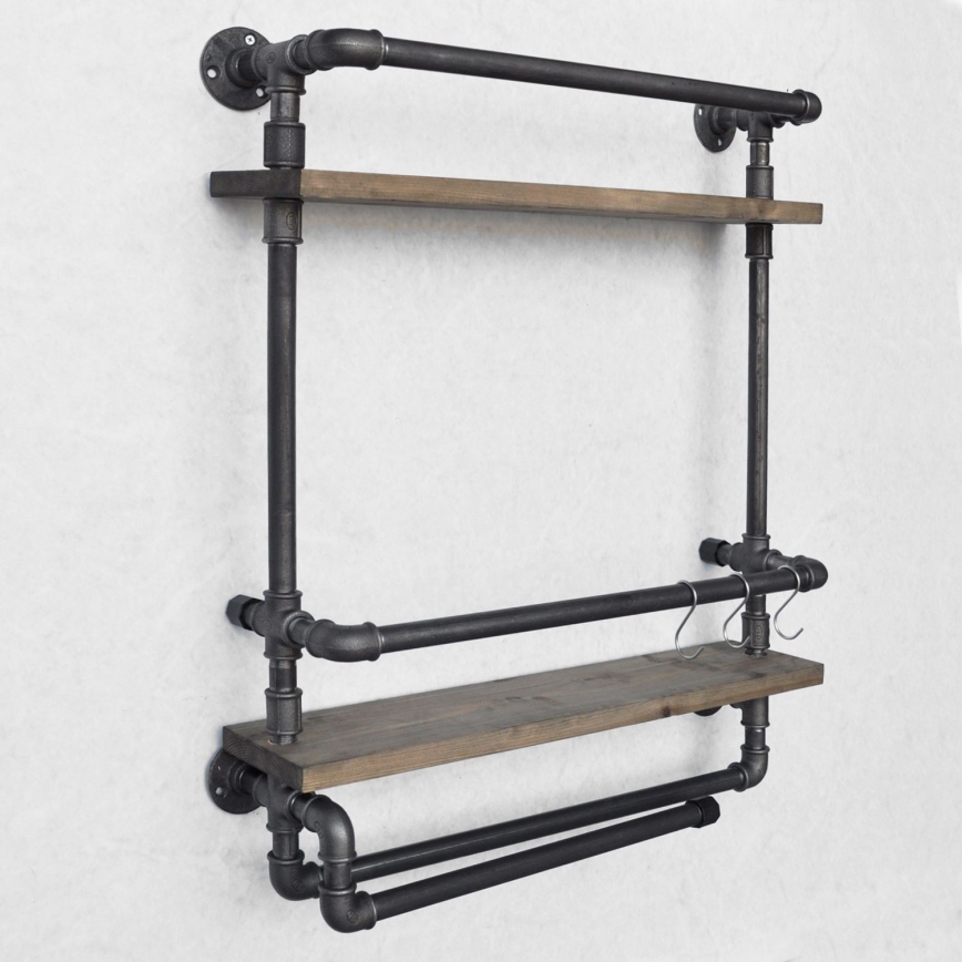 Seinähylly BORU 67x60 cm ruskea/musta