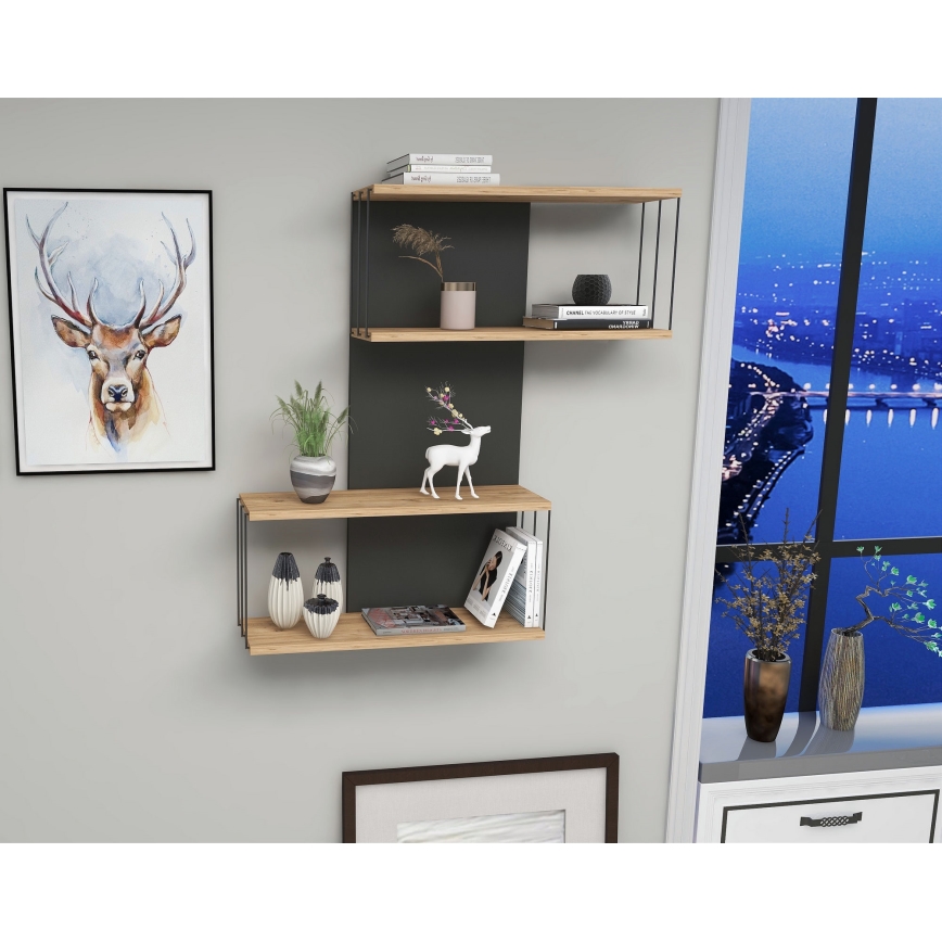 Seinähylly DESTAN 65x96x19 cm antrasiitti/ruskea