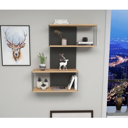 Seinähylly DESTAN 96x65 cm antrasiitti/ruskea