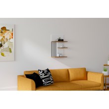 Seinähylly NEZMA 60x40 cm valkoinen/ruskea/musta