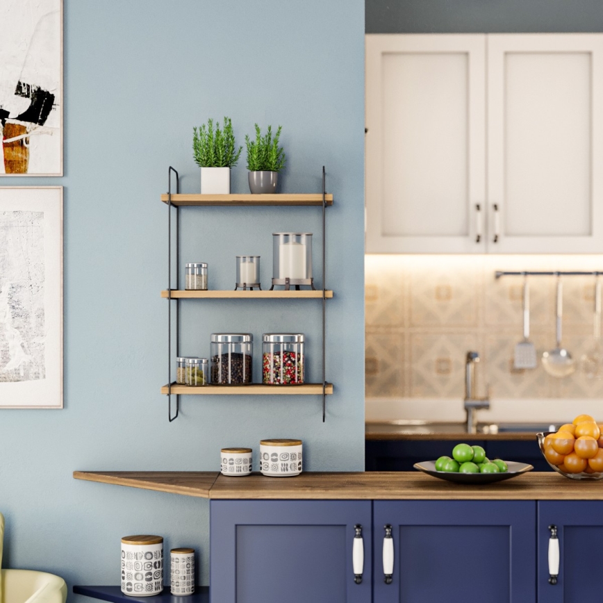 Seinähylly PULALIS 66x40 cm ruskea/musta