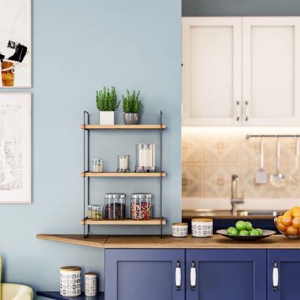 Seinähylly PULALIS 66x40 cm ruskea/musta