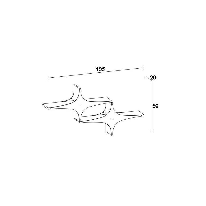 Seinähylly SUSEN 69x135 cm valkoinen/musta