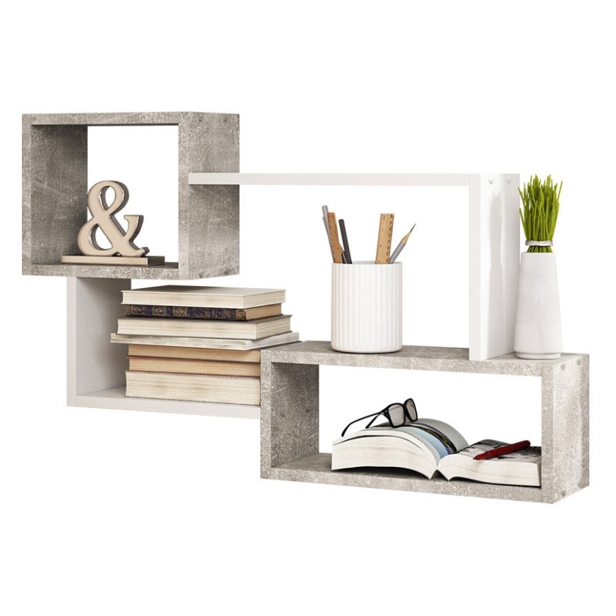 Seinähylly TRIO 54x87 cm harmaa/valkoinen