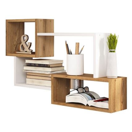 Seinähylly TRIO 54x87 cm ruskea/valkoinen