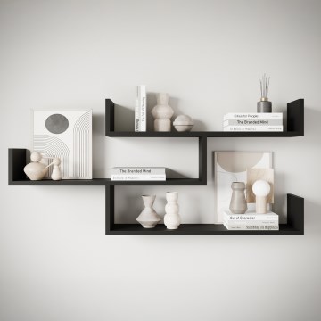 Seinähylly TRIO 55x119 cm grafiitinmusta