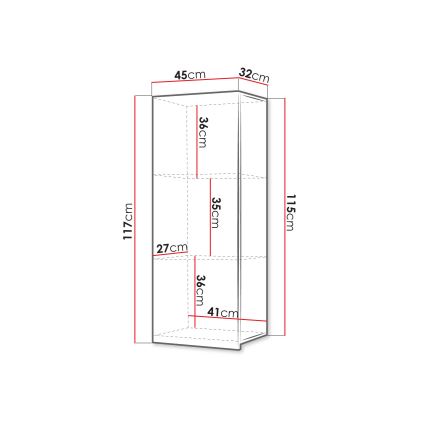 Seinäkaappi CALABRINI 117x45 cm valkoinen