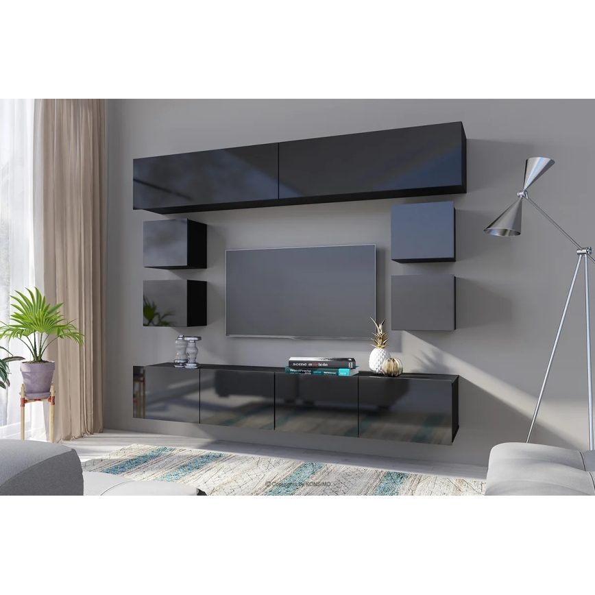 Seinäkaappi PAVO 34x34 cm kiiltävä musta