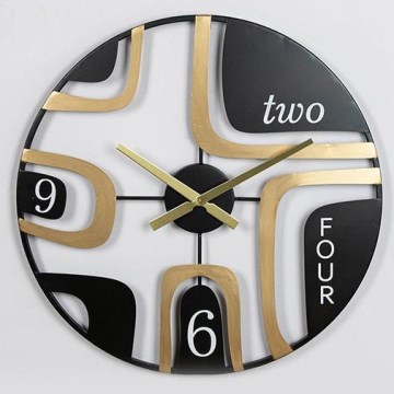 Seinäkello 1xAA halkaisija 60 cm musta/kulta