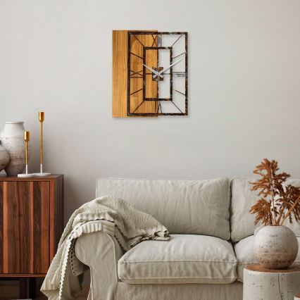 Seinäkello 49x58 cm 1xAA puu/metalli