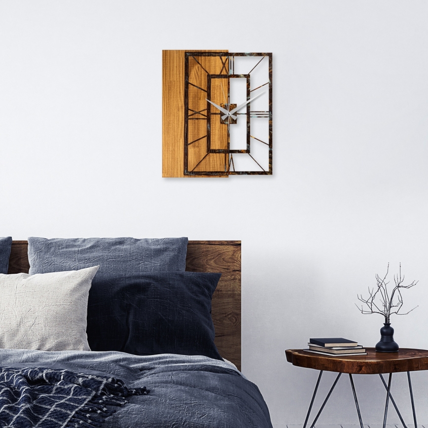 Seinäkello 49x58 cm 1xAA puu/metalli