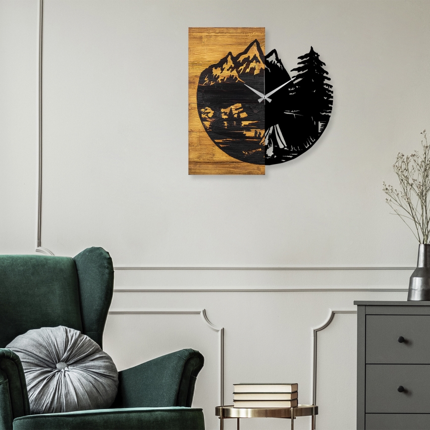 Seinäkello 56x58 cm 1xAA puu/metalli