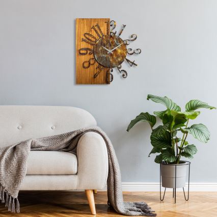 Seinäkello 58x58 cm 1xAA puu/metalli