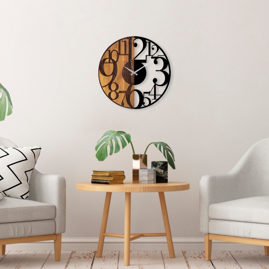 Seinäkello halkaisija 56 cm 1xAA puu/metalli