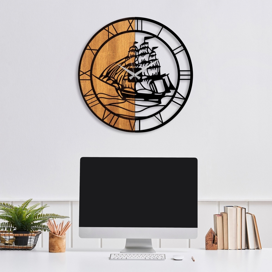 Seinäkello halkaisija 56 cm 1xAA puu/metalli