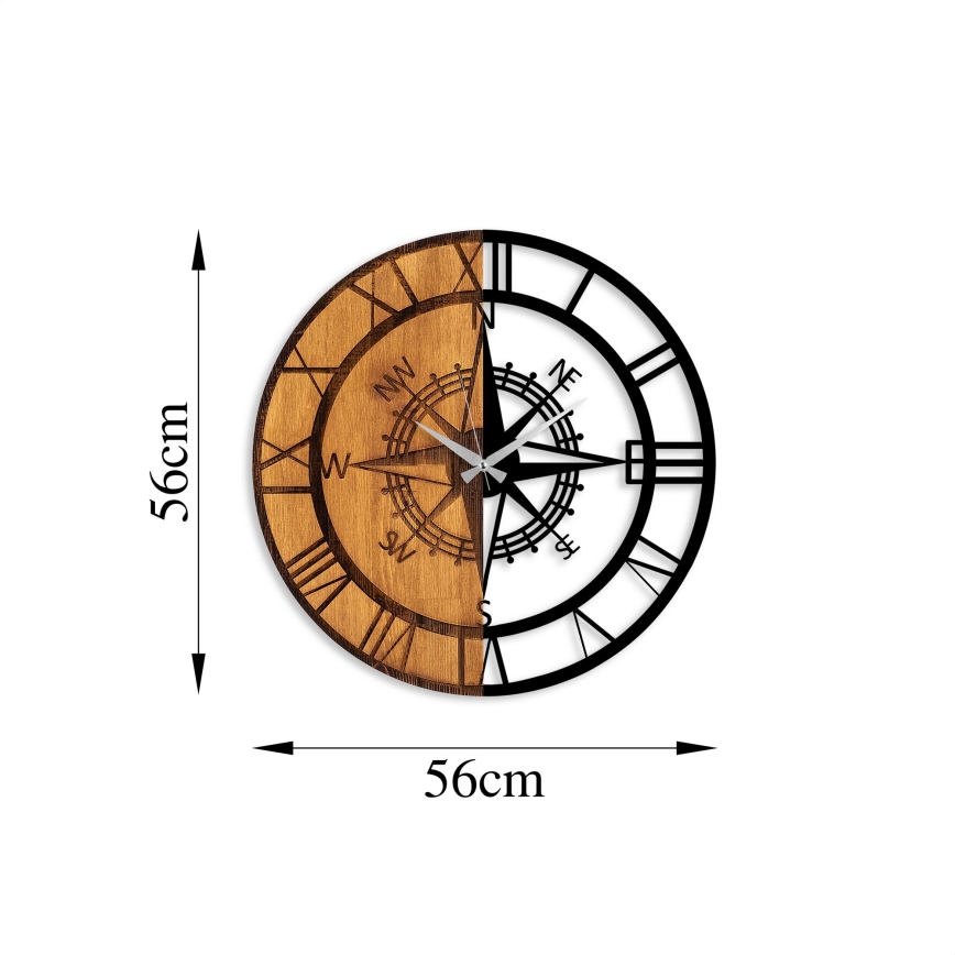 Seinäkello halkaisija 56 cm 1xAA puu/metalli