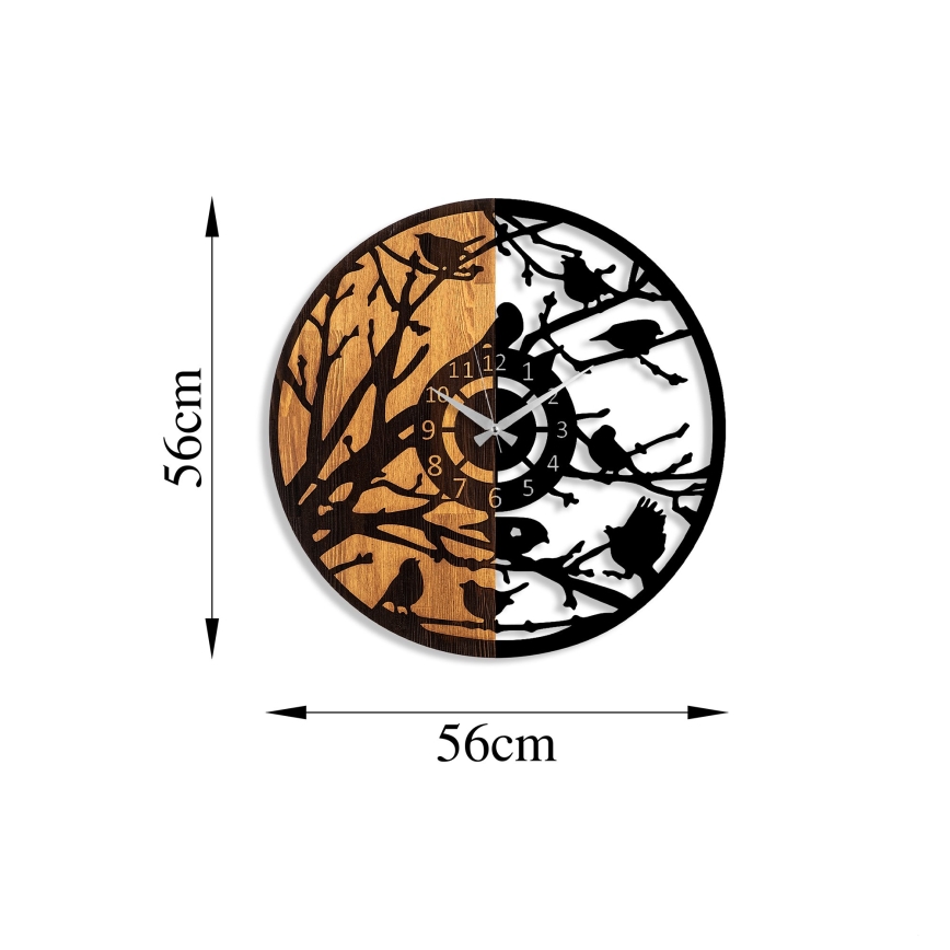 Seinäkello halkaisija 56 cm 1xAA puu/metalli