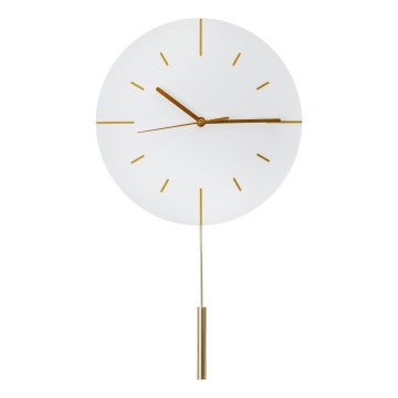 Seinäkello heilurilla, halkaisija 30 cm, 1xAA, valkoinen/kulta