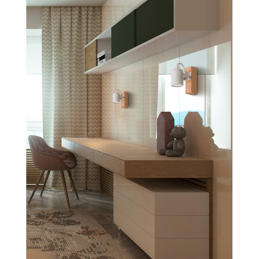 Seinäkohdevalo 1xGU10/50W/230V pyökki/valkoinen