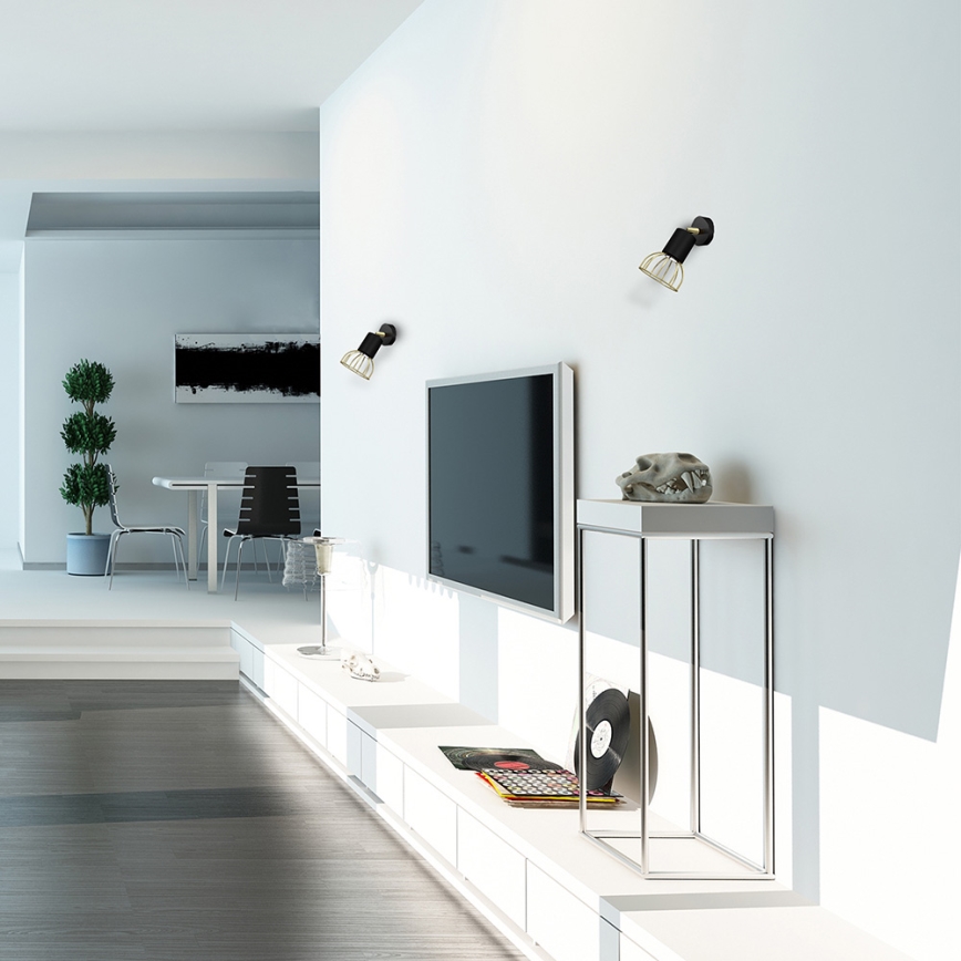 Seinäkohdevalo DANTE 1xGU10/25W/230V musta/kulta