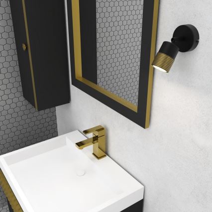 Seinäkohdevalo MIZU 1xGU10/8W/230V musta/messinki