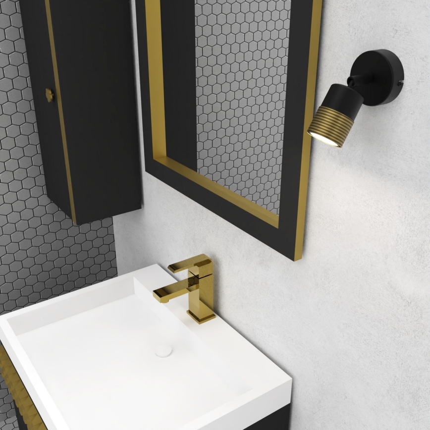 Seinäkohdevalo MIZU 1xGU10/8W/230V musta/messinki