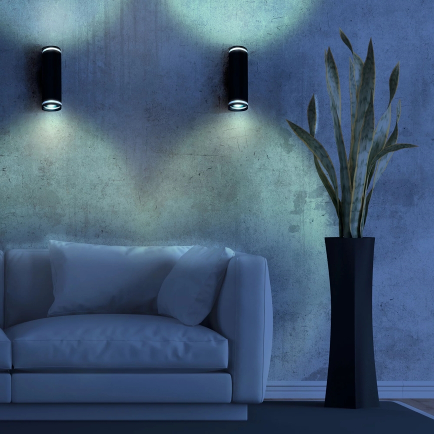 Seinäkohdevalo PARIISI 2xGU10/10W/230V IP20 musta