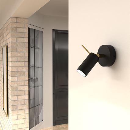 Seinäkohdevalo PRESTON 1xGU10/MR11/40W/230V musta/kulta