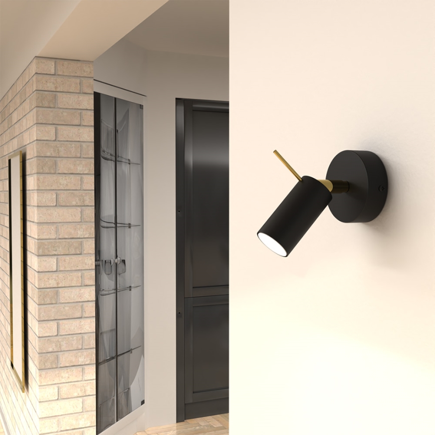 Seinäkohdevalo PRESTON 1xGU10/MR11/40W/230V musta/kulta