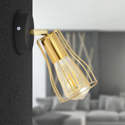 Seinäkohdevalo TUBE 1xE27/15W/230V kultainen/musta