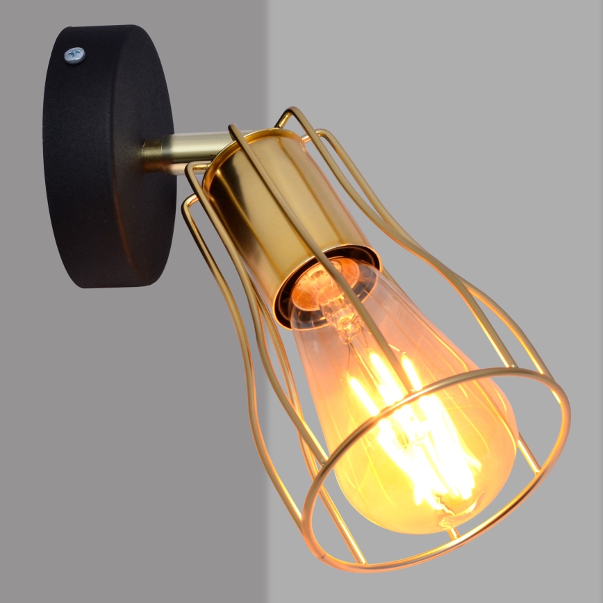 Seinäkohdevalo TUBE 1xE27/15W/230V kultainen/musta