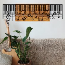 Seinäkoriste 100x30 cm piano puu/metalli
