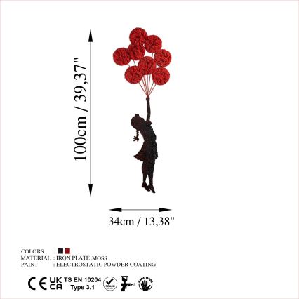 Seinäkoriste 100x34 cm tyttö metalli/sammal