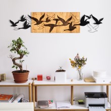 Seinäkoriste 111x25 cm lintuja puu/metalli