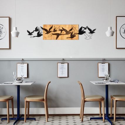 Seinäkoriste 111x25 cm lintuja puu/metalli