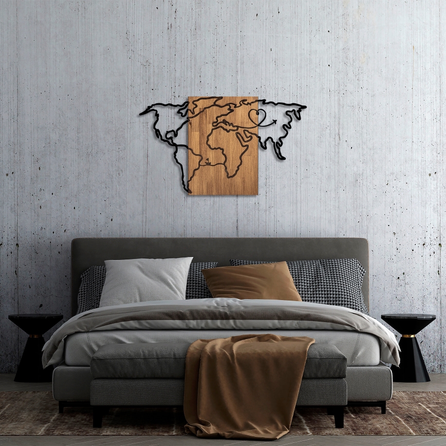 Seinäkoriste 118x70 cm kartta puu/metalli