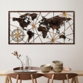 Seinäkoriste 120x60 cm maailman kartta metalli