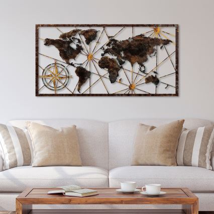 Seinäkoriste 120x60 cm maailman kartta metalli